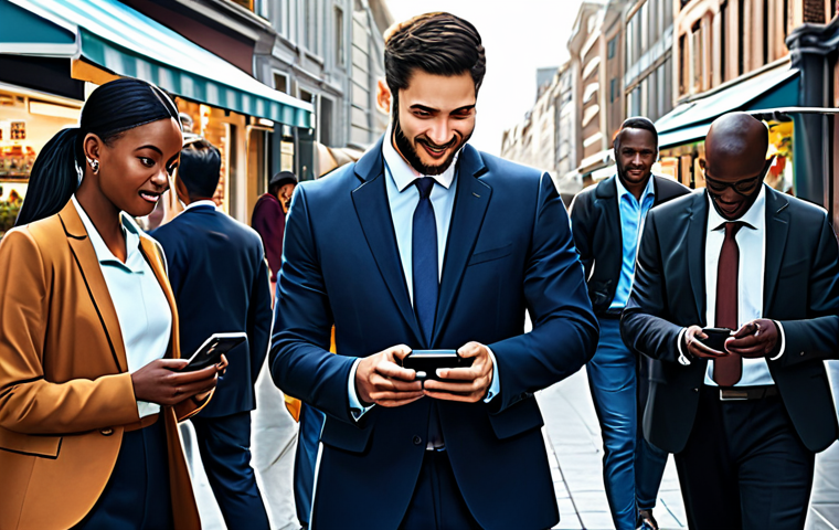 Modern Financial Inclusion**
"A diverse group of people using smartphones to make transactions in a bustling marketplace, showcasing financial inclusion with CBDCs, safe for work, appropriate content, fully clothed, professional attire, modern and clean aesthetic, perfect anatomy, correct proportions, natural pose, high quality, digital illustration."
**