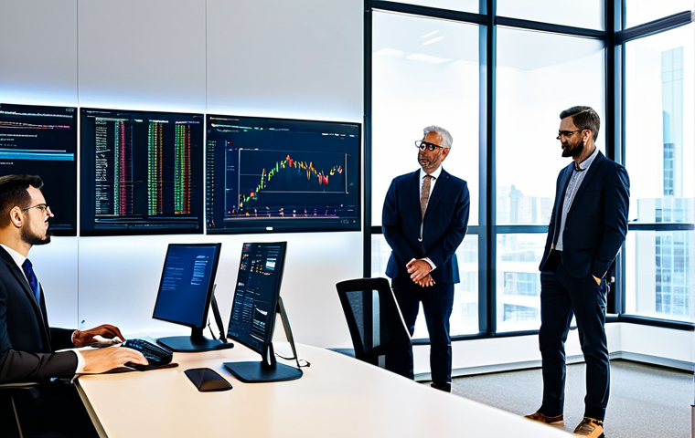 Regulatory Sandbox Environment**

"A group of diverse professionals (lawyers, developers, regulators) collaborating in a modern, brightly lit office space, reviewing blockchain code on large monitors. The atmosphere is collaborative and innovative, emphasizing responsible technology development related to digital currency. Fully clothed, professional attire, safe for work, appropriate content, perfect anatomy, natural proportions, professional, modest, family-friendly."

**