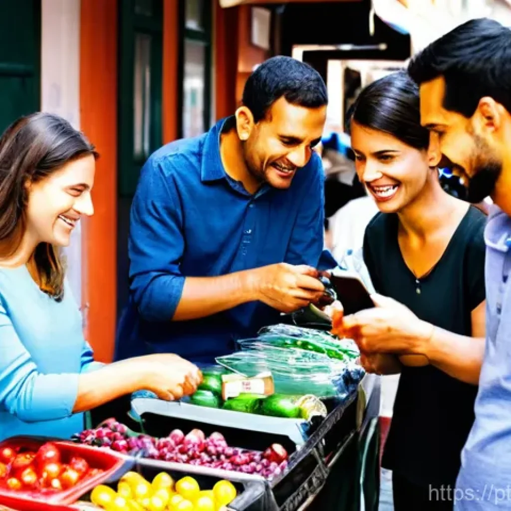 CBDC의 정책 결정 과정 및 참여 - **Prompt 1: Financial Inclusion and Community Digital Payments**
    "A vibrant, bustling street mar...