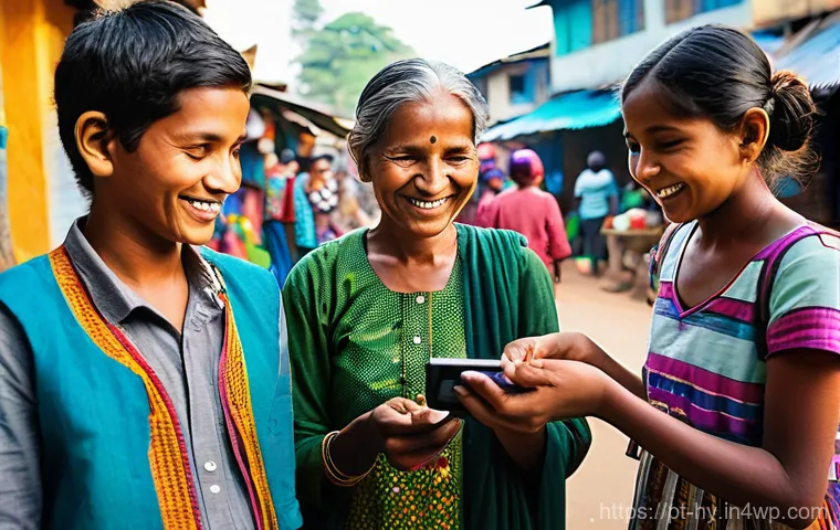 CBDC의 국제 경제적 영향력 분석 - **Financial Inclusion in a Digitalized World:**
    A vibrant, sunlit scene depicting diverse indivi...