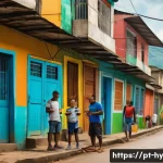 CBDC의 금융 생태계 내 역할 - A vibrant Brazilian favela scene showcasing diverse people using smartphones for digital banking wit...