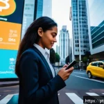 중국 디지털 위안화와 그 영향력 - A futuristic urban financial district in São Paulo at dusk, showcasing sleek skyscrapers with digita...