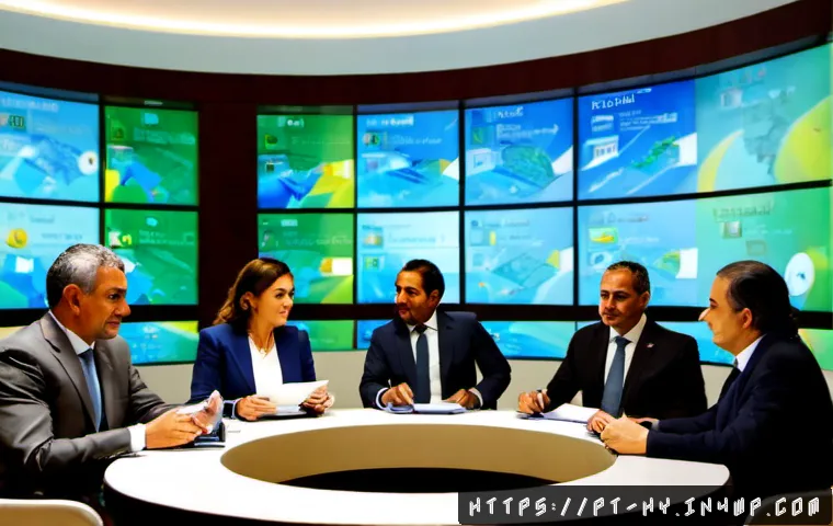 Home 17 CBDC 개발을 위한 국제 협력 방안 - Photorealistic international central bank collaboration meeting in Brasília, diverse Brazilian and P...